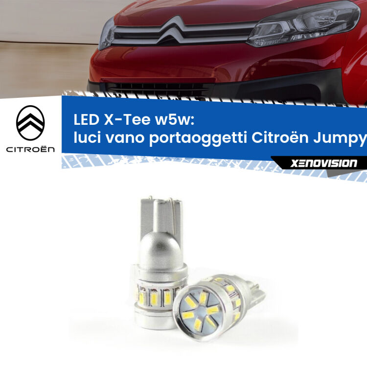 <strong>LED luci vano portaoggetti per Citroën Jumpy</strong> III 2016 in poi. Lampade <strong>W5W</strong> modello X-Tee Xenovision top di gamma.