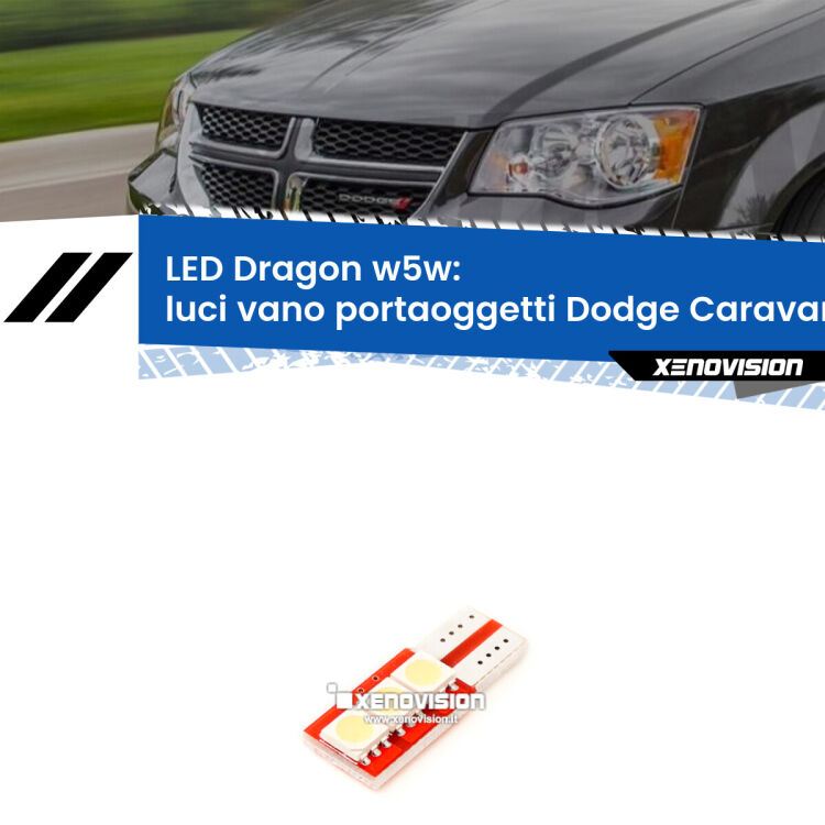 FINE SERIE: NO GARANZIA <strong>LED luci vano portaoggetti per Dodge Caravan</strong> RG_ 2000 - 2007. Lampade <strong>W5W</strong> a illuminazione laterale modello Dragon Xenovision.