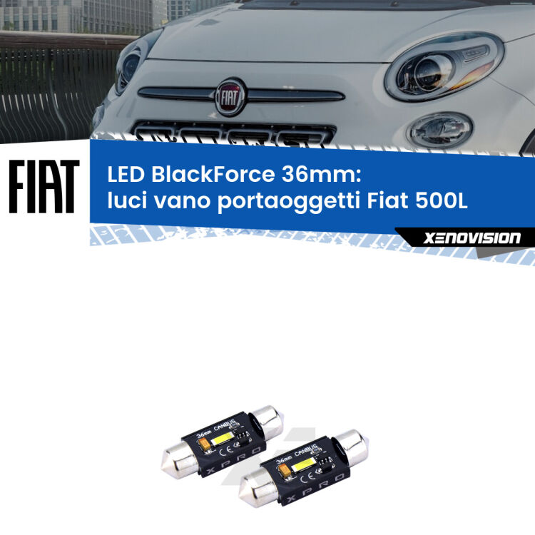 <strong>LED luci vano portaoggetti 36mm per Fiat 500L</strong>  2012 - 2018. Coppia lampadine <strong>C5W</strong>modello BlackForce Xenovision.