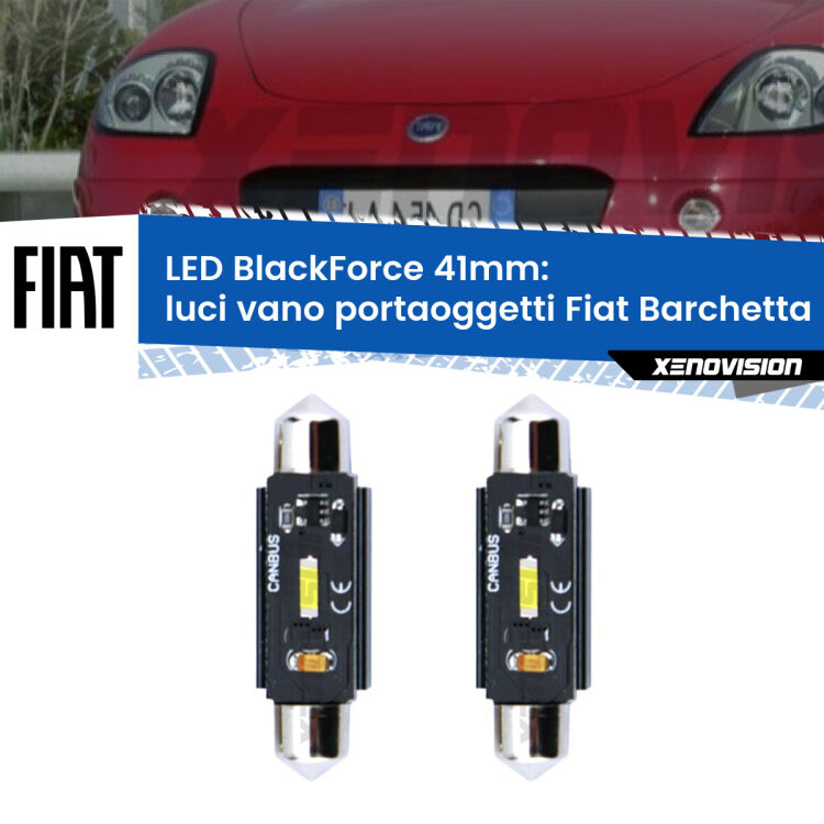 <strong>Luci Vano Portaoggetti LED per Fiat Barchetta</strong>  1995 - 2005. Coppia lampade <strong>C5W</strong> 41mm modello BlackForce canbus.