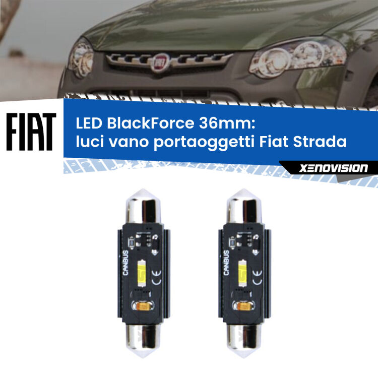 <strong>Luci Vano Portaoggetti LED per Fiat Strada</strong>  1999 - 2021. Coppia lampade <strong>C5W</strong> 36mm modello BlackForce canbus.