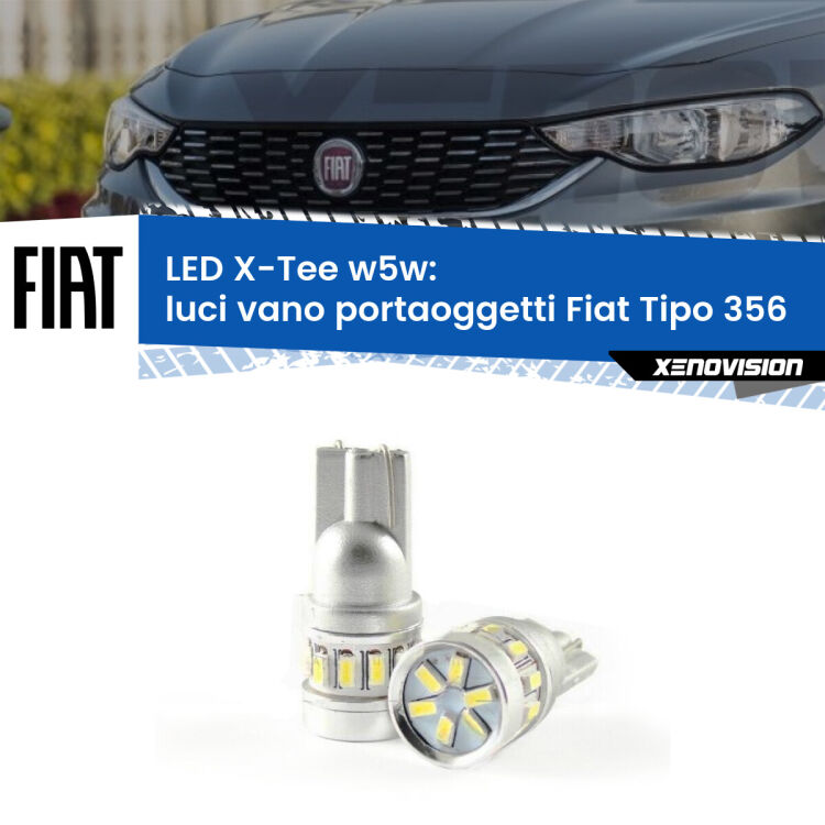 <strong>LED luci vano portaoggetti per Fiat Tipo</strong> 356 2015 in poi. Lampade <strong>W5W</strong> modello X-Tee Xenovision top di gamma.