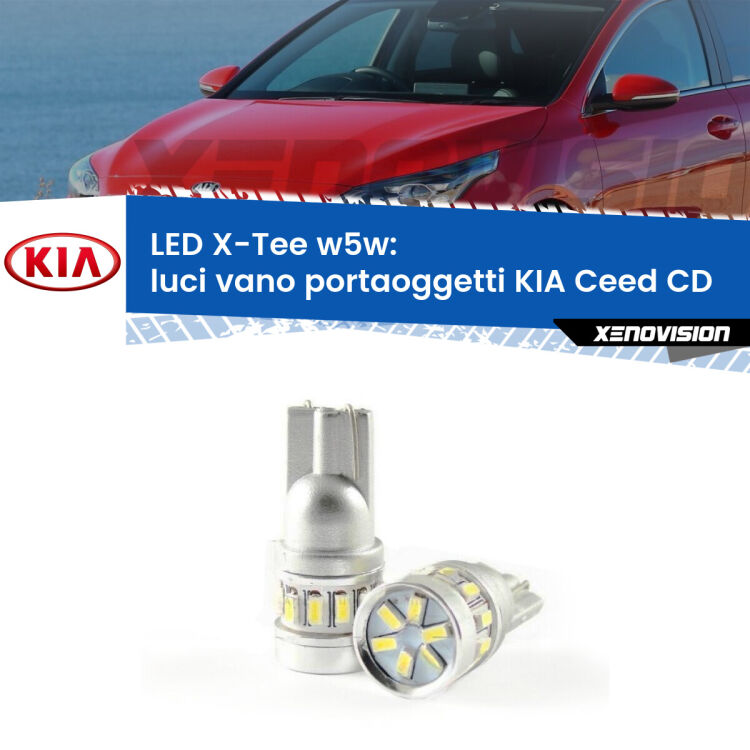 <strong>LED luci vano portaoggetti per KIA Ceed</strong> CD 2018 in poi. Lampade <strong>W5W</strong> modello X-Tee Xenovision top di gamma.