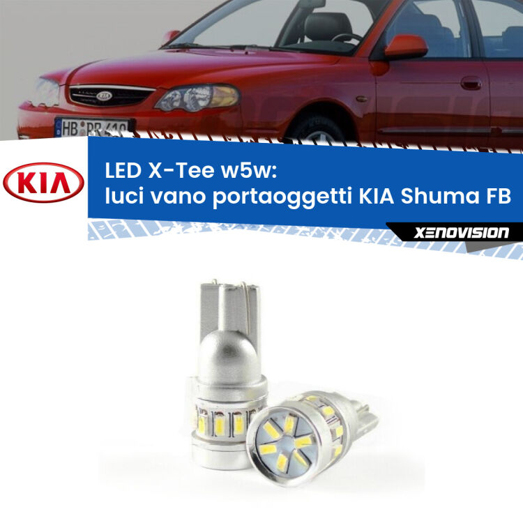 <strong>LED luci vano portaoggetti per KIA Shuma</strong> FB 1997 - 2000. Lampade <strong>W5W</strong> modello X-Tee Xenovision top di gamma.