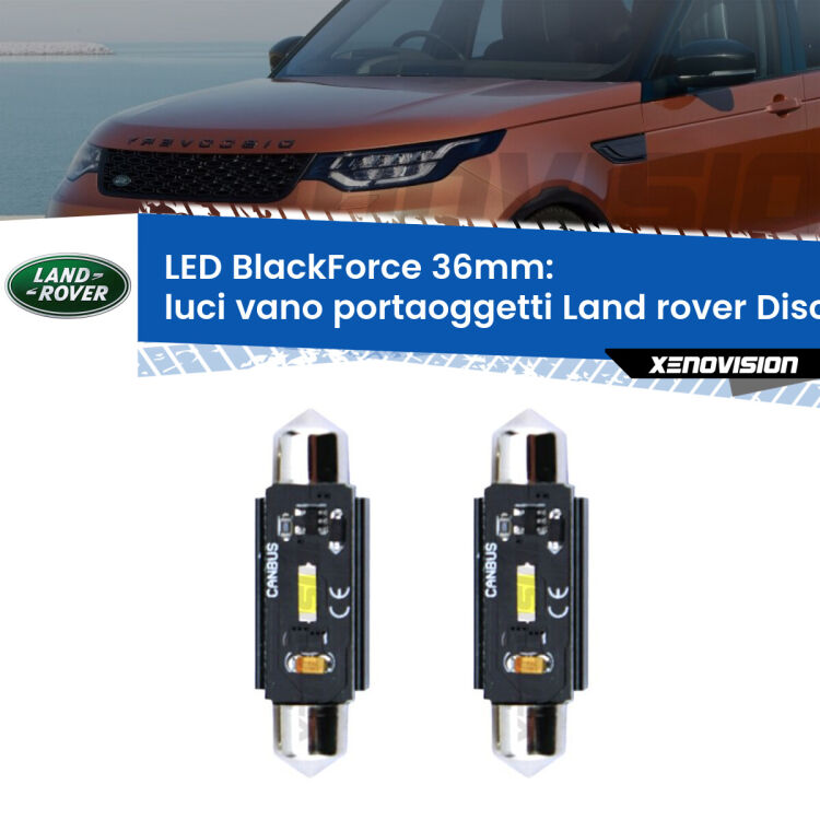 <strong>Luci Vano Portaoggetti LED per Land rover Discovery II</strong> L318 1998 - 2004. Coppia lampade <strong>C5W</strong> 36mm modello BlackForce canbus.