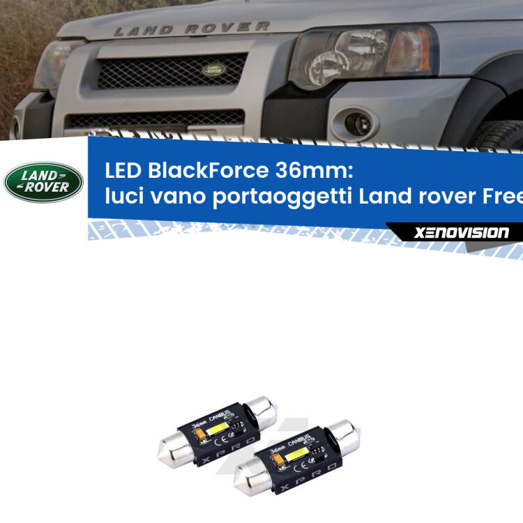 <strong>LED luci vano portaoggetti 36mm per Land rover Freelander</strong> L314 1998 - 2006. Coppia lampadine <strong>C5W</strong>modello BlackForce Xenovision.