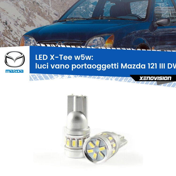 <strong>LED luci vano portaoggetti per Mazda 121 III</strong> DW 1996 - 2003. Lampade <strong>W5W</strong> modello X-Tee Xenovision top di gamma.