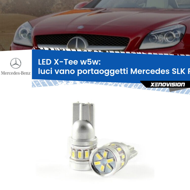 <strong>LED luci vano portaoggetti per Mercedes SLK</strong> R172 2011 in poi. Lampade <strong>W5W</strong> modello X-Tee Xenovision top di gamma.