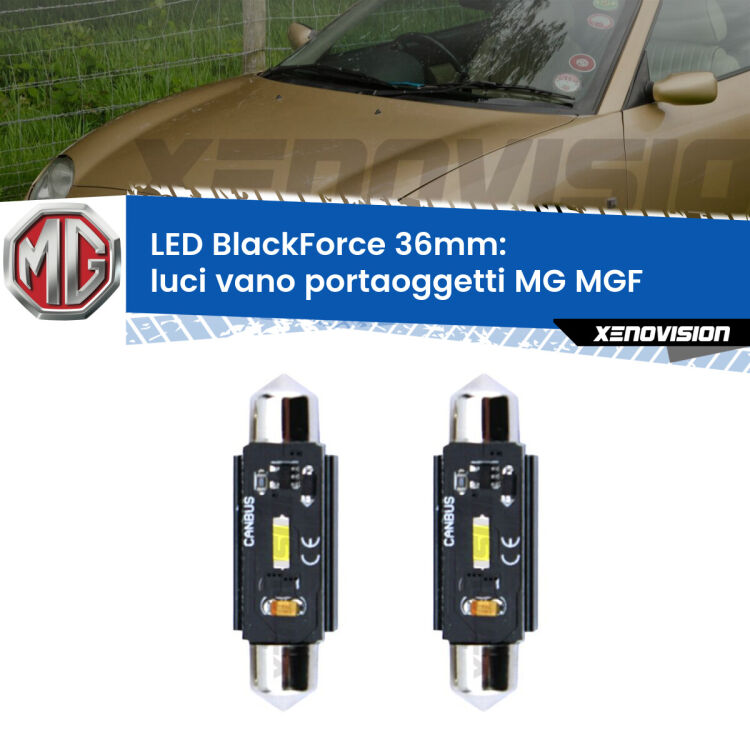 <strong>Luci Vano Portaoggetti LED per MG MGF</strong>  1995 - 2002. Coppia lampade <strong>C5W</strong> 36mm modello BlackForce canbus.