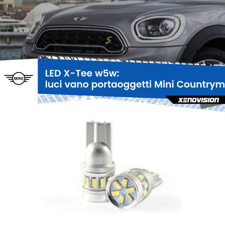 <strong>LED luci vano portaoggetti per Mini Countryman</strong> F60 2016 - 2019. Lampade <strong>W5W</strong> modello X-Tee Xenovision top di gamma.