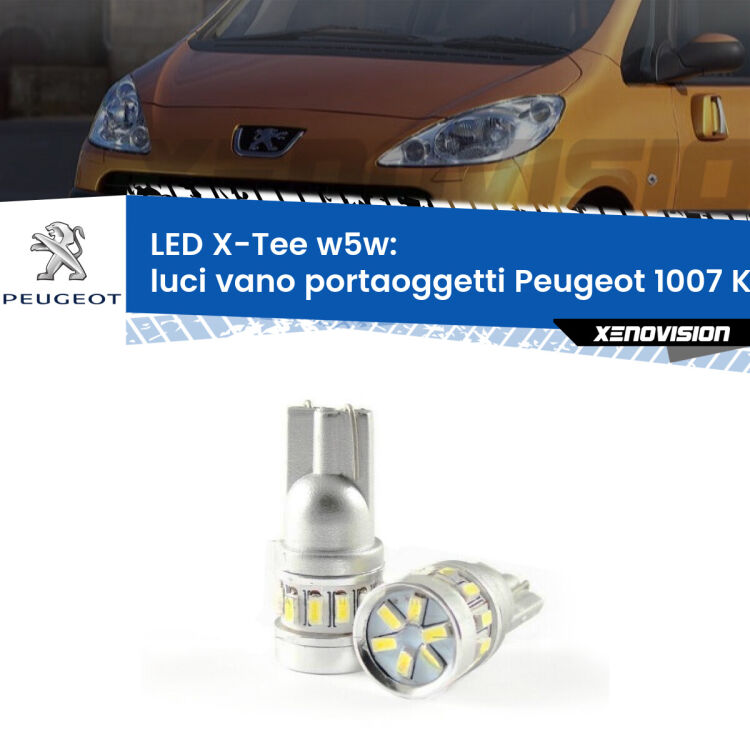 <strong>LED luci vano portaoggetti per Peugeot 1007</strong> KM_ 2005 - 2009. Lampade <strong>W5W</strong> modello X-Tee Xenovision top di gamma.