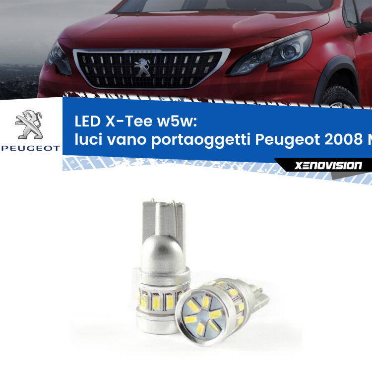 <strong>LED luci vano portaoggetti per Peugeot 2008</strong> Mk1 2013 - 2018. Lampade <strong>W5W</strong> modello X-Tee Xenovision top di gamma.