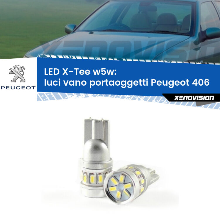 <strong>LED luci vano portaoggetti per Peugeot 406</strong>  1995 - 2004. Lampade <strong>W5W</strong> modello X-Tee Xenovision top di gamma.