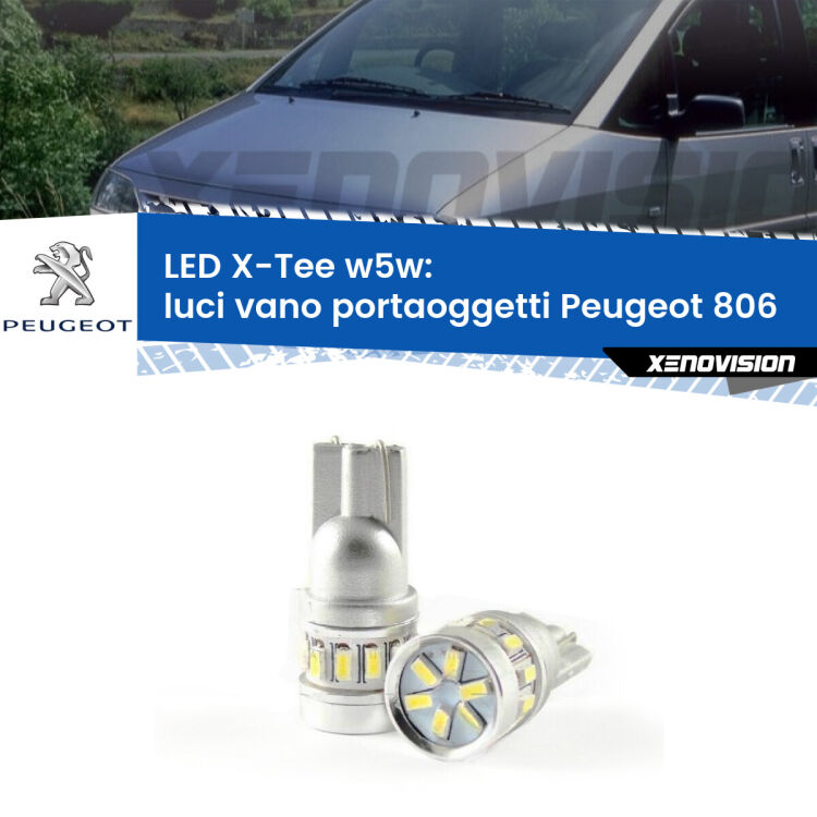 <strong>LED luci vano portaoggetti per Peugeot 806</strong>  1994 - 2002. Lampade <strong>W5W</strong> modello X-Tee Xenovision top di gamma.