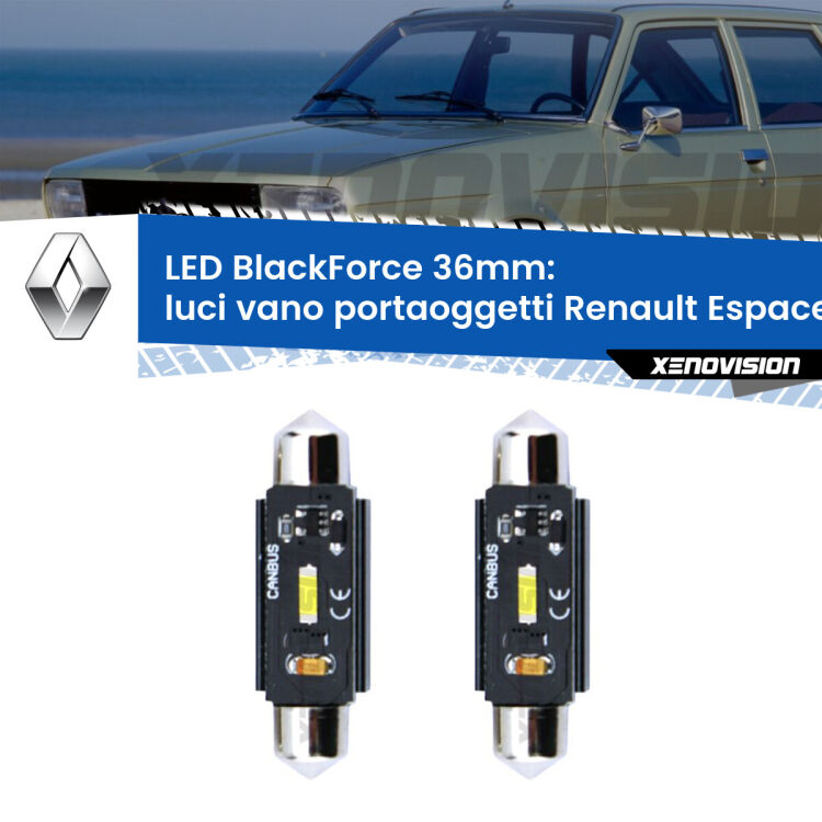 <strong>Luci Vano Portaoggetti LED per Renault Espace IV</strong> Mk4 2002 - 2006. Coppia lampade <strong>C5W</strong> 36mm modello BlackForce canbus.