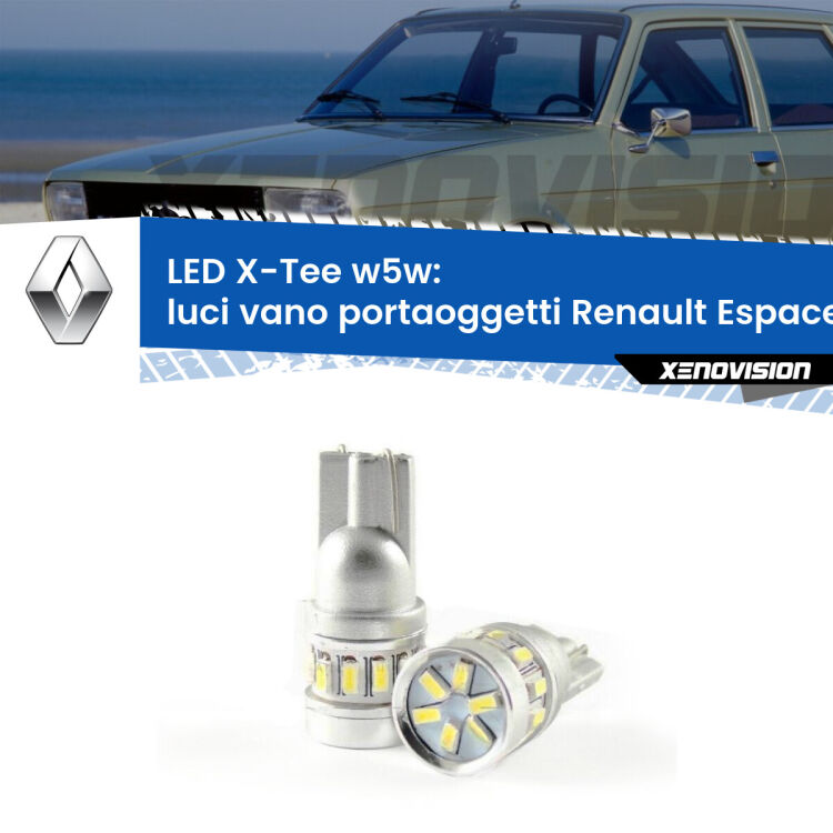 <strong>LED luci vano portaoggetti per Renault Espace IV</strong> Mk4 2006 - 2015. Lampade <strong>W5W</strong> modello X-Tee Xenovision top di gamma.