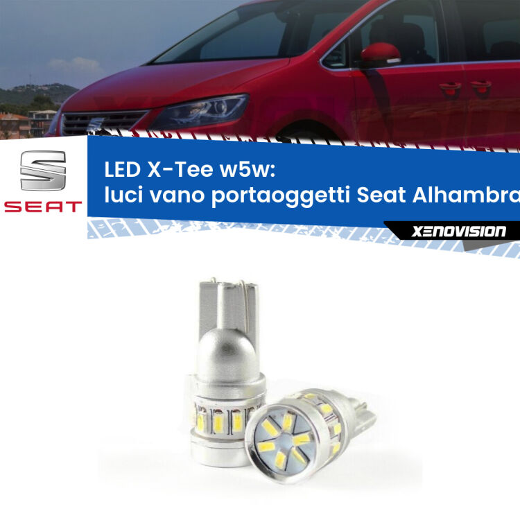 <strong>LED luci vano portaoggetti per Seat Alhambra</strong> 7M 1996 - 2010. Lampade <strong>W5W</strong> modello X-Tee Xenovision top di gamma.