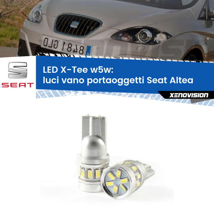 <strong>LED luci vano portaoggetti per Seat Altea</strong>  2004 - 2010. Lampade <strong>W5W</strong> modello X-Tee Xenovision top di gamma.