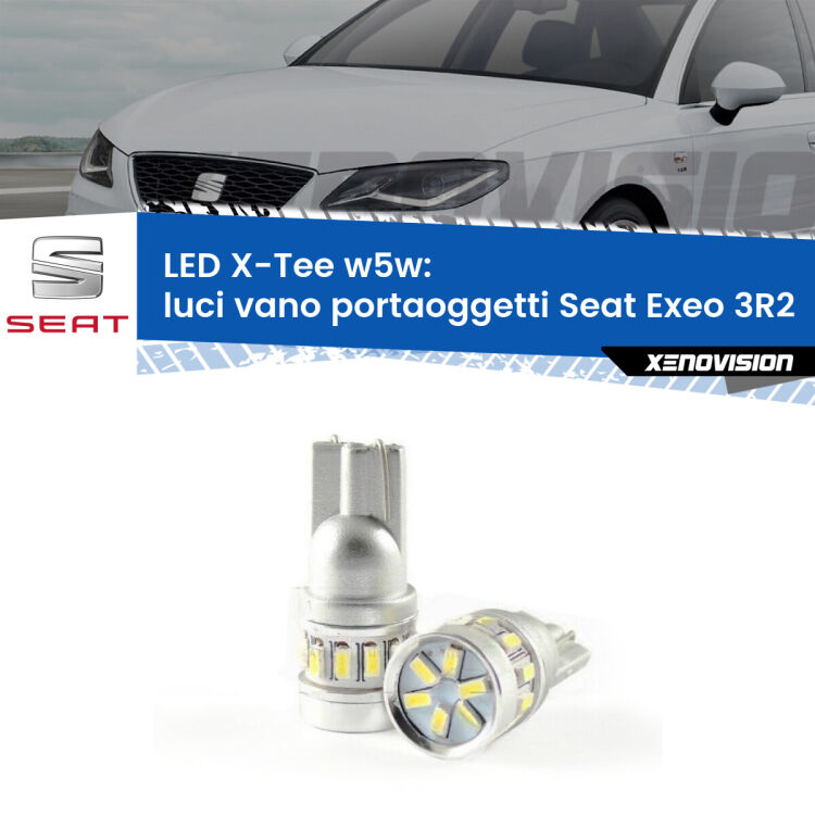 <strong>LED luci vano portaoggetti per Seat Exeo</strong> 3R2 2008 - 2013. Lampade <strong>W5W</strong> modello X-Tee Xenovision top di gamma.