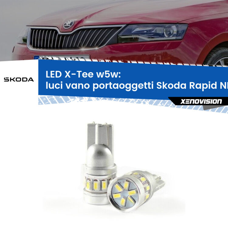 <strong>LED luci vano portaoggetti per Skoda Rapid</strong> NH3 2012 - 2021. Lampade <strong>W5W</strong> modello X-Tee Xenovision top di gamma.