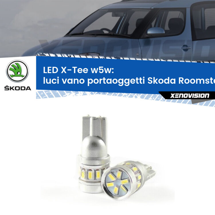 <strong>LED luci vano portaoggetti per Skoda Roomster</strong> 5J 2006 - 2015. Lampade <strong>W5W</strong> modello X-Tee Xenovision top di gamma.