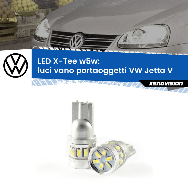 <strong>LED luci vano portaoggetti per VW Jetta</strong> V 2005 - 2010. Lampade <strong>W5W</strong> modello X-Tee Xenovision top di gamma.