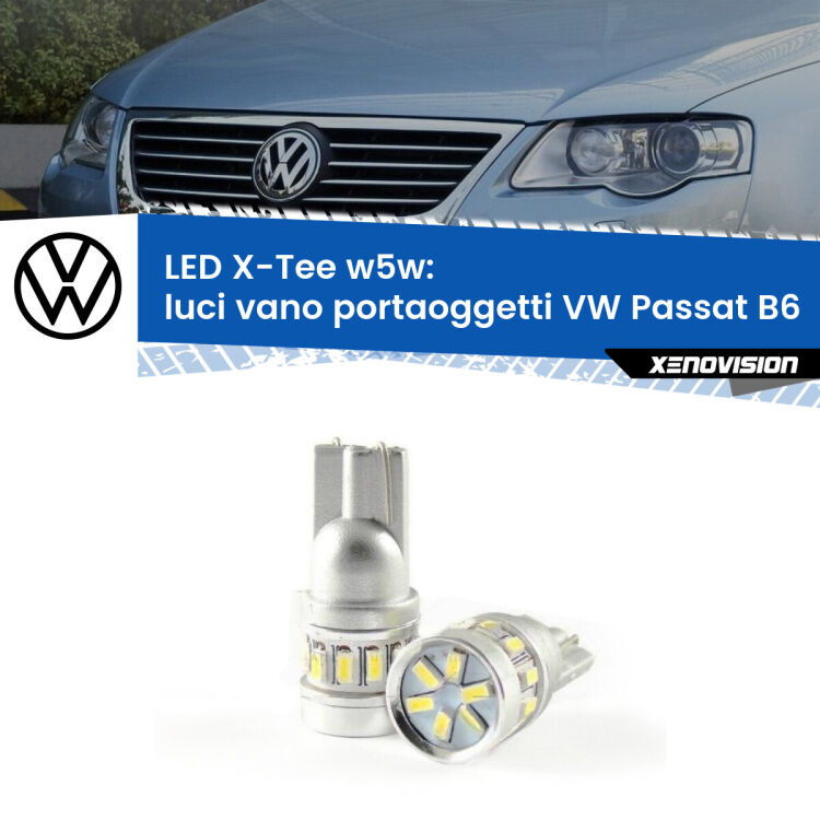 <strong>LED luci vano portaoggetti per VW Passat</strong> B6 2005 - 2010. Lampade <strong>W5W</strong> modello X-Tee Xenovision top di gamma.