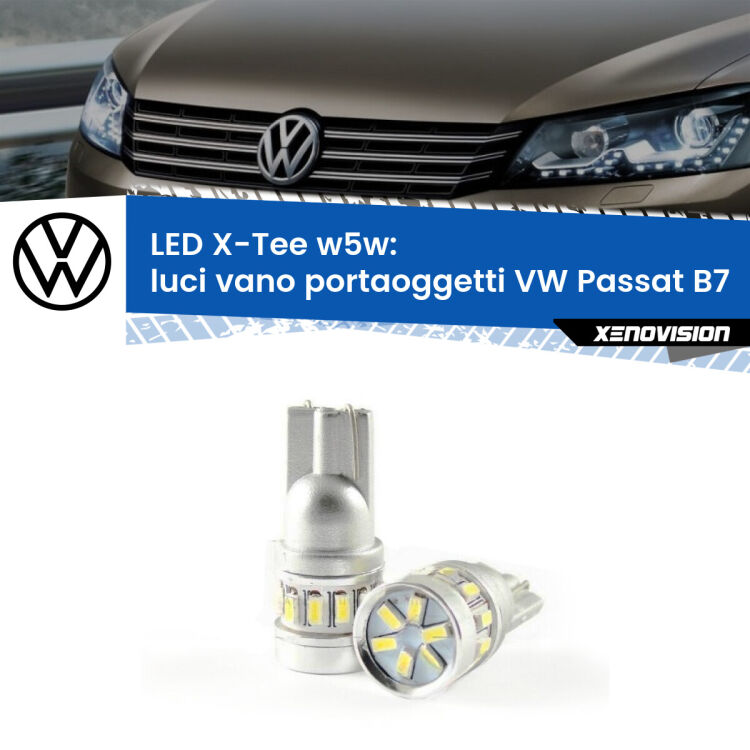 <strong>LED luci vano portaoggetti per VW Passat</strong> B7 2010 - 2014. Lampade <strong>W5W</strong> modello X-Tee Xenovision top di gamma.