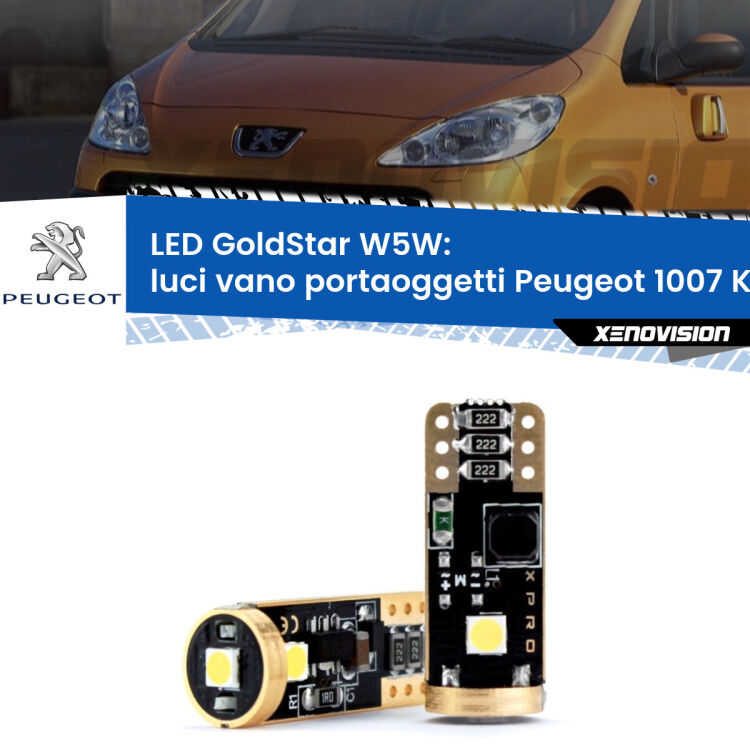 <strong>Luci Vano Portaoggetti LED Peugeot 1007</strong> KM_ 2005 - 2009: ottima luminosità a 360 gradi. Si inseriscono ovunque. Canbus, Top Quality.