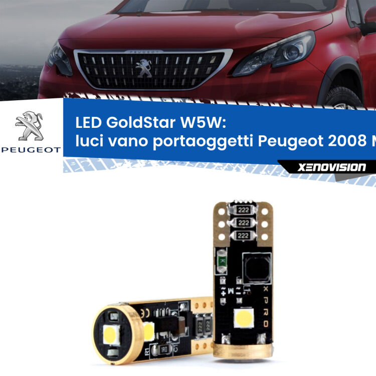 <strong>Luci Vano Portaoggetti LED Peugeot 2008</strong> Mk1 2013 - 2018: ottima luminosità a 360 gradi. Si inseriscono ovunque. Canbus, Top Quality.