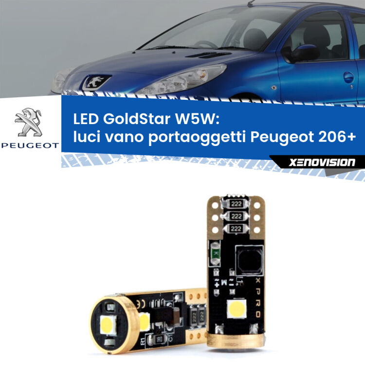 <strong>Luci Vano Portaoggetti LED Peugeot 206+</strong>  2009 - 2013: ottima luminosità a 360 gradi. Si inseriscono ovunque. Canbus, Top Quality.