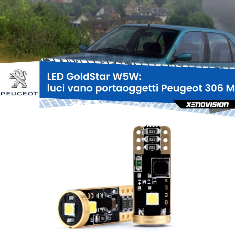 <strong>Luci Vano Portaoggetti LED Peugeot 306</strong> Mk1 1993 - 2001: ottima luminosità a 360 gradi. Si inseriscono ovunque. Canbus, Top Quality.