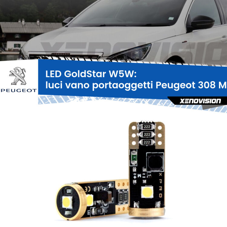 <strong>Luci Vano Portaoggetti LED Peugeot 308</strong> Mk1 2007 - 2012: ottima luminosità a 360 gradi. Si inseriscono ovunque. Canbus, Top Quality.