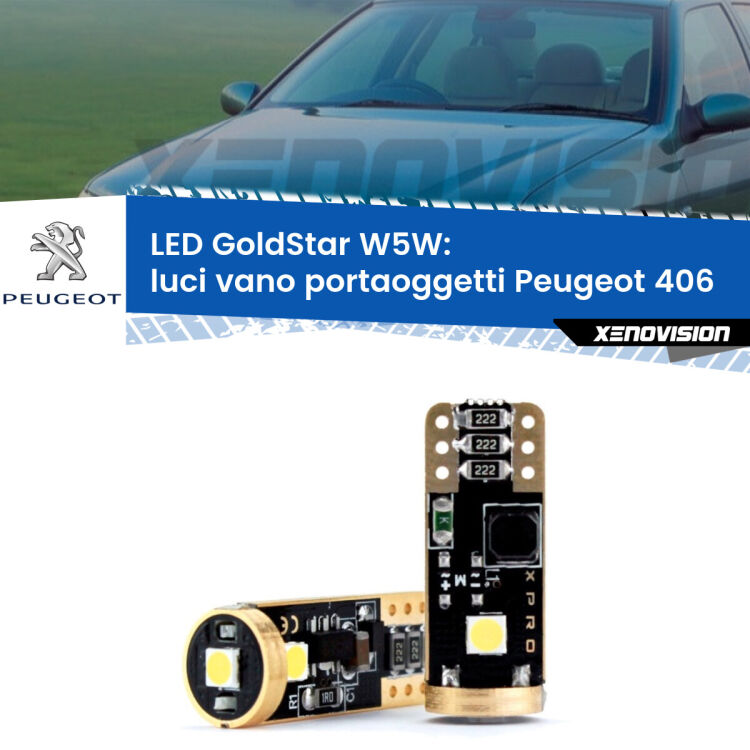 <strong>Luci Vano Portaoggetti LED Peugeot 406</strong>  1995 - 2004: ottima luminosità a 360 gradi. Si inseriscono ovunque. Canbus, Top Quality.