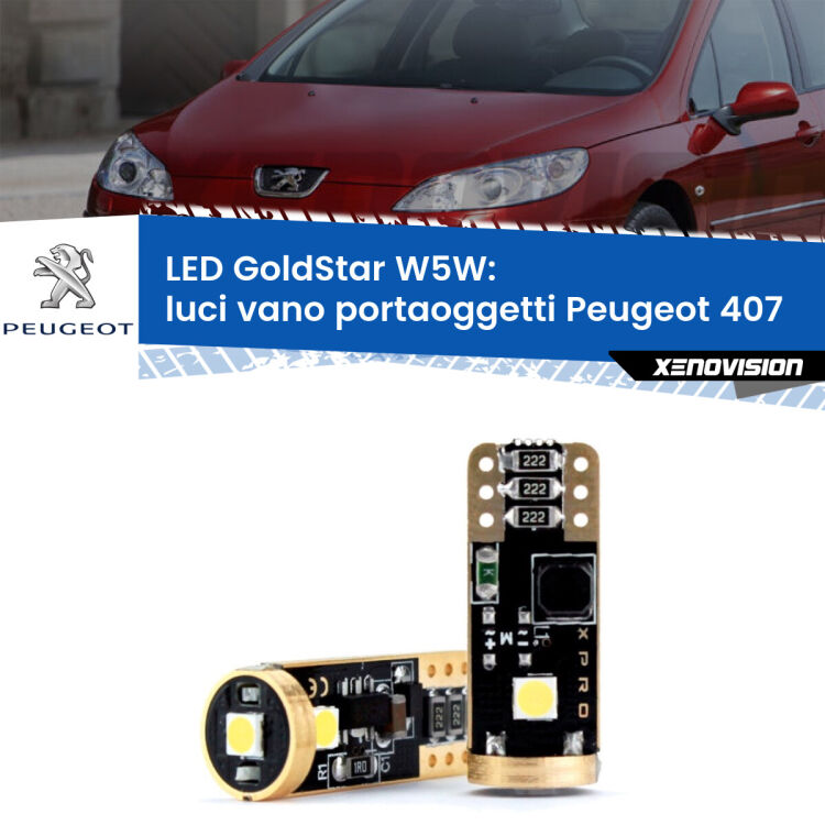 <strong>Luci Vano Portaoggetti LED Peugeot 407</strong>  2004 - 2011: ottima luminosità a 360 gradi. Si inseriscono ovunque. Canbus, Top Quality.