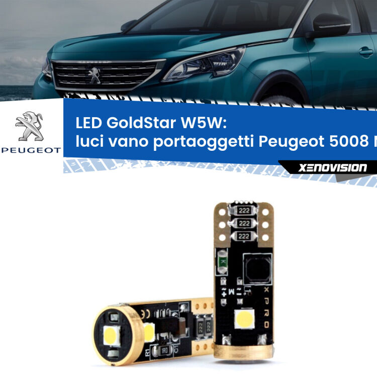 <strong>Luci Vano Portaoggetti LED Peugeot 5008</strong> Mk2 2017 in poi: ottima luminosità a 360 gradi. Si inseriscono ovunque. Canbus, Top Quality.