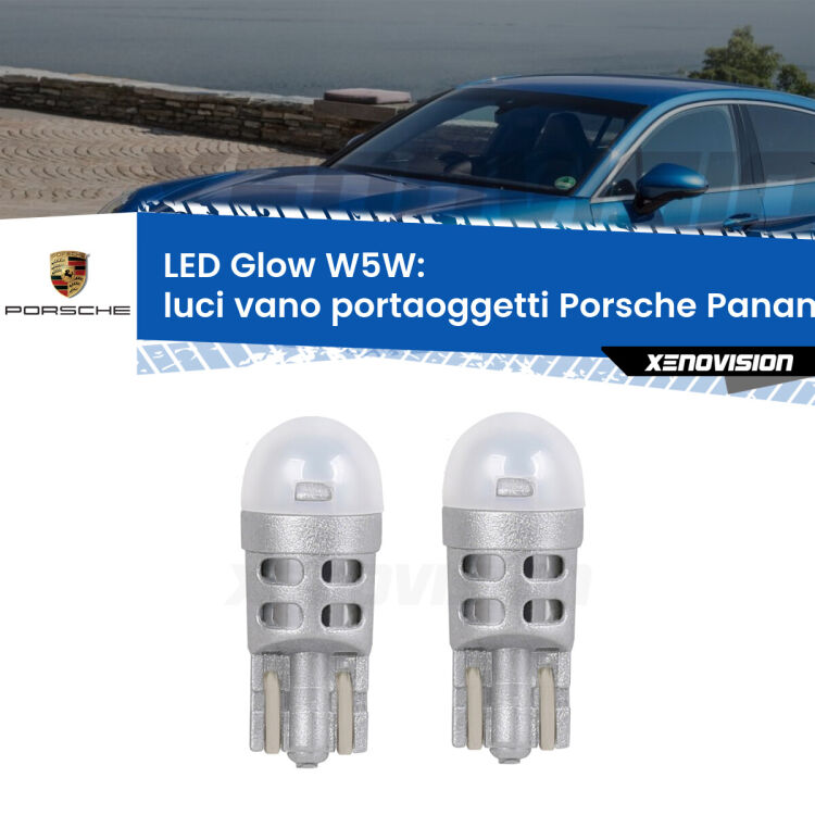 <strong>Luci Vano Portaoggetti LED luce calda per Porsche Panamera</strong> 970 2009 - 2016. Coppia lampade <strong>W5W</strong> modello Glow di Xenovision.