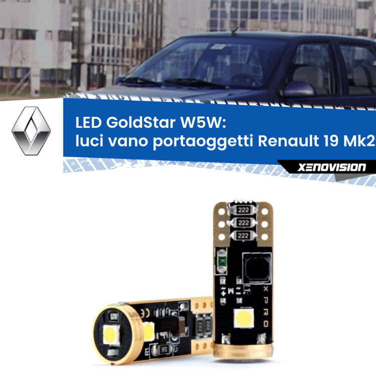 <strong>Luci Vano Portaoggetti LED Renault 19</strong> Mk2 1992 - 1995: ottima luminosità a 360 gradi. Si inseriscono ovunque. Canbus, Top Quality.