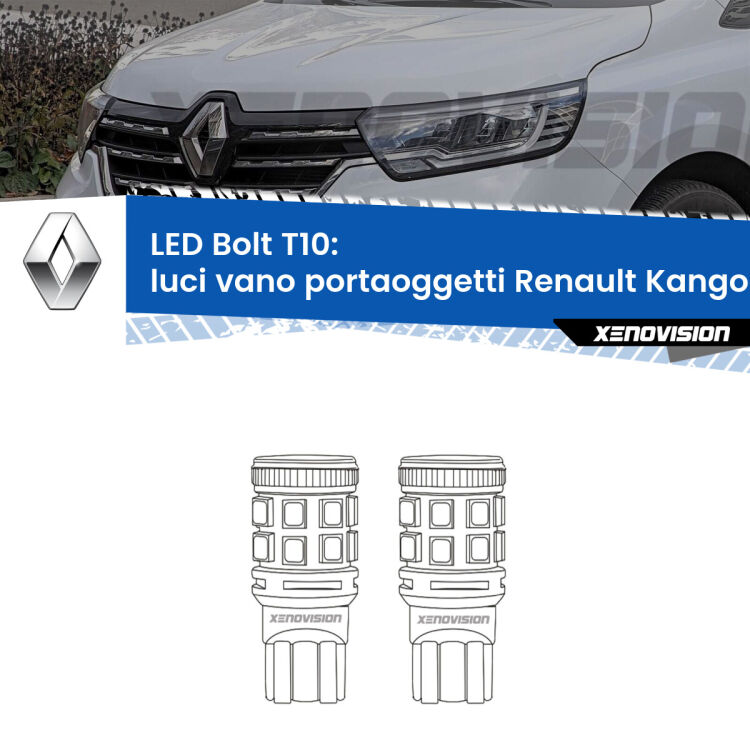 <strong>Luci Vano Portaoggetti LED per Renault Kangoo III</strong> FFK/KFK 2021 in poi. Coppia lampade <strong>T10</strong> modello Bolt canbus.