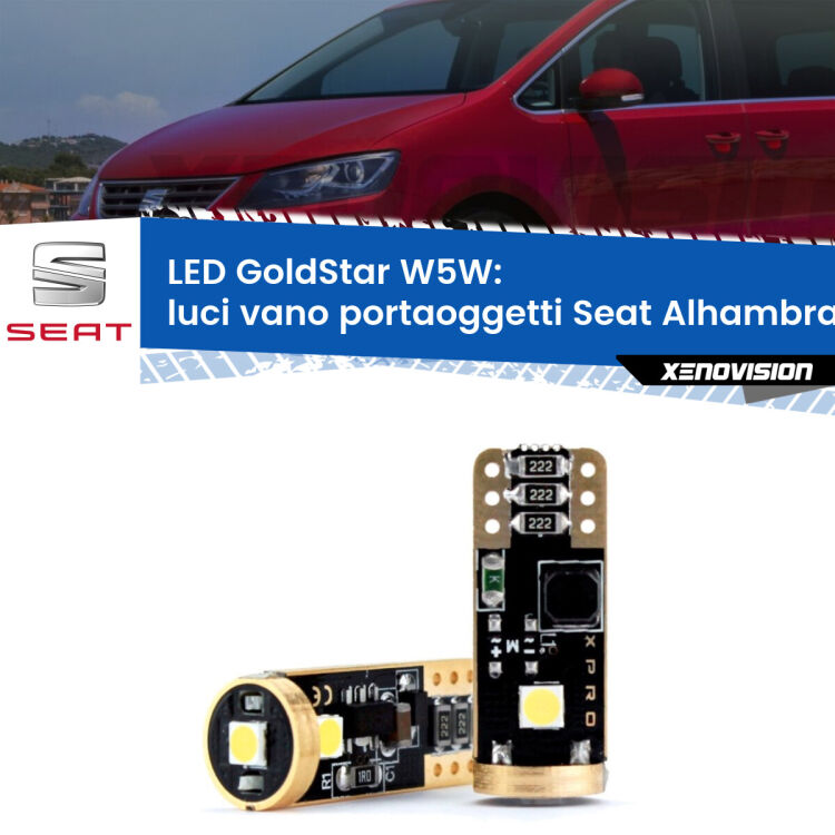 <strong>Luci Vano Portaoggetti LED Seat Alhambra</strong> 7M 1996 - 2010: ottima luminosità a 360 gradi. Si inseriscono ovunque. Canbus, Top Quality.