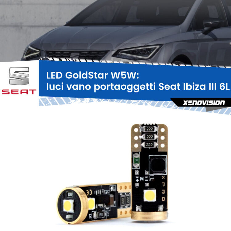 <strong>Luci Vano Portaoggetti LED Seat Ibiza III</strong> 6L 2002 - 2009: ottima luminosità a 360 gradi. Si inseriscono ovunque. Canbus, Top Quality.