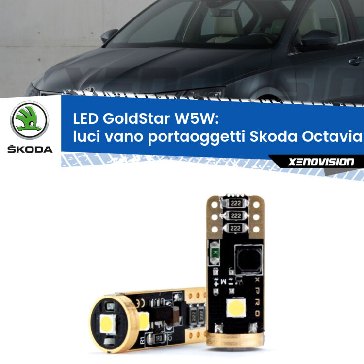 <strong>Luci Vano Portaoggetti LED Skoda Octavia III</strong> 5E 2012 - 2018: ottima luminosità a 360 gradi. Si inseriscono ovunque. Canbus, Top Quality.