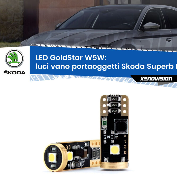 <strong>Luci Vano Portaoggetti LED Skoda Superb III</strong> B8 2015 in poi: ottima luminosità a 360 gradi. Si inseriscono ovunque. Canbus, Top Quality.