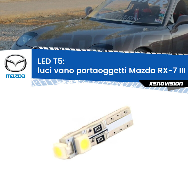 <strong>Luci Vano Portaoggetti LED no-spie per Mazda RX-7 III</strong> FD 1992 - 2002. Lampadina <strong>T5</strong> da Xenovision