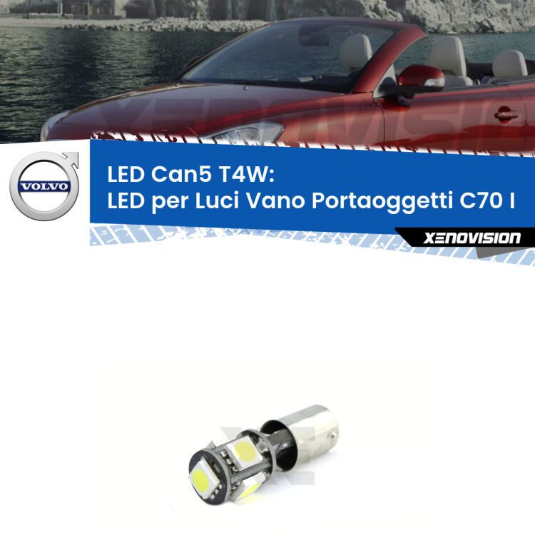 <strong>luci vano portaoggetti LED per Volvo C70 I</strong> 873 1998 - 2005. Lampadina <strong>T4W</strong> BA9s Canbus da Xenovision.