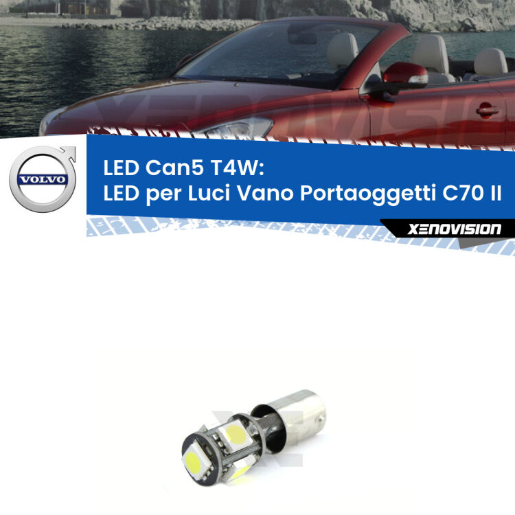 <strong>luci vano portaoggetti LED per Volvo C70 II</strong> 542 2006 - 2013. Lampadina <strong>T4W</strong> BA9s Canbus da Xenovision.