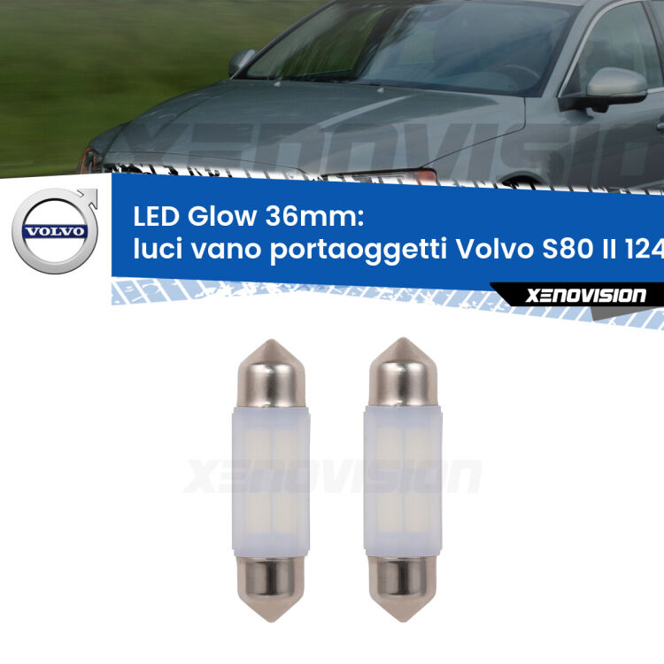 <strong>Luci Vano Portaoggetti LED luce calda per Volvo S80 II</strong> 124 2006 - 2016. Coppia lampade <strong>C5W</strong> 36mm modello Glow di Xenovision.