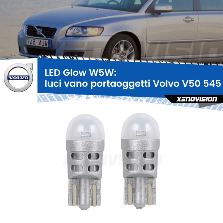 <strong>Luci Vano Portaoggetti LED luce calda per Volvo V50</strong> 545 2003 - 2012. Coppia lampade <strong>W5W</strong> modello Glow di Xenovision.