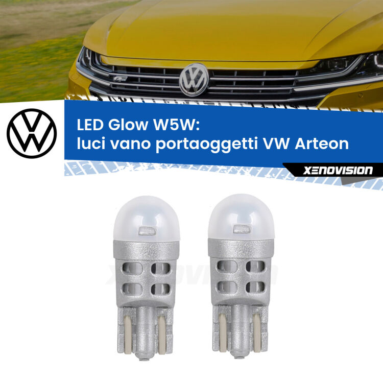 <strong>Luci Vano Portaoggetti LED luce calda per VW Arteon</strong>  2017 in poi. Coppia lampade <strong>W5W</strong> modello Glow di Xenovision.