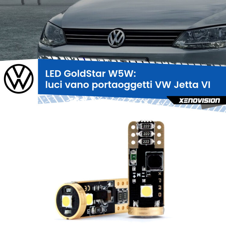 <strong>Luci Vano Portaoggetti LED VW Jetta</strong> VI 2010 - 2017: ottima luminosità a 360 gradi. Si inseriscono ovunque. Canbus, Top Quality.